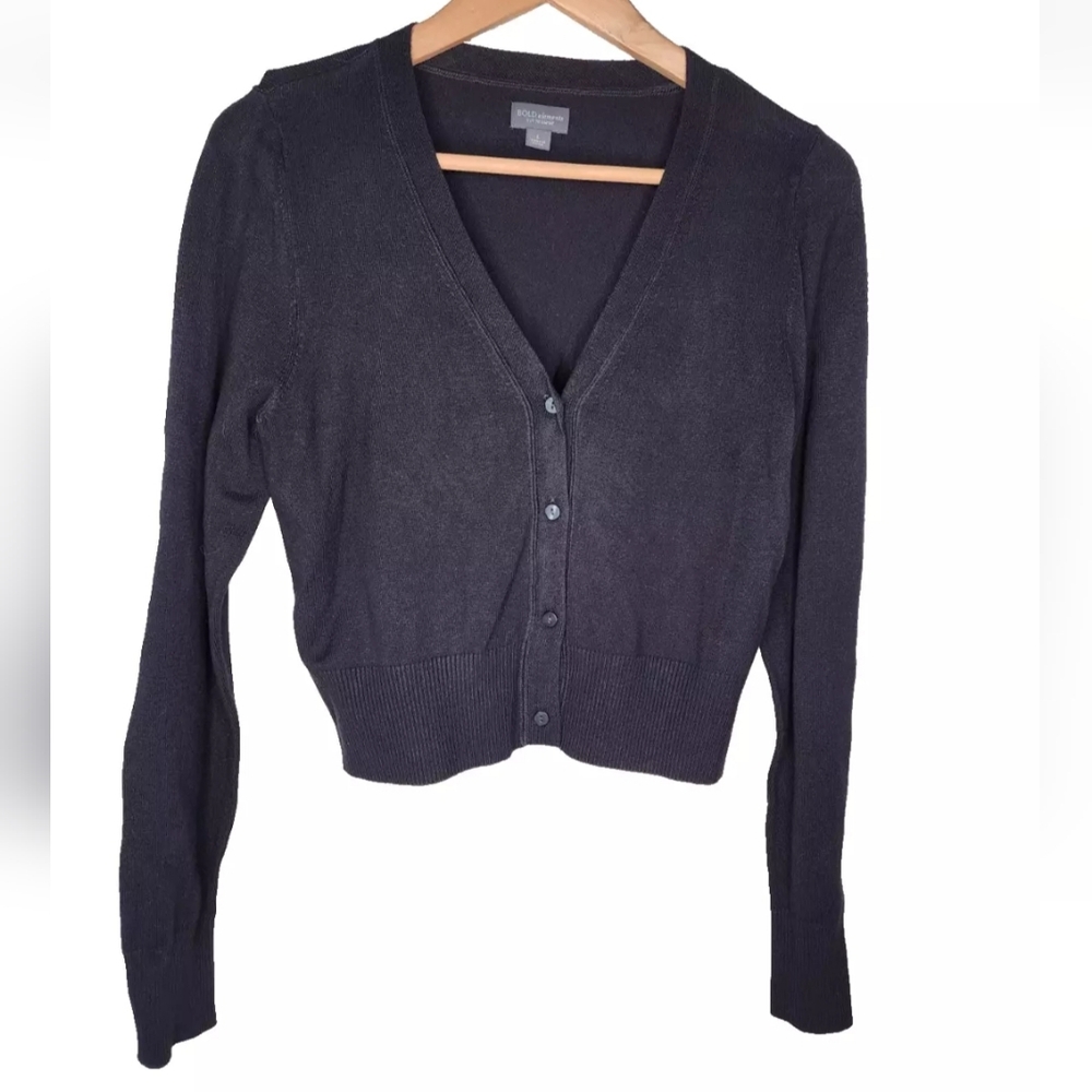 Bold Elements Button Front Cardigan Sweater in Black